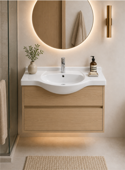 Baċir tal-Vanity tal-Kabinett taċ-ċeramika ta '850mm għal Proġetti ta' Lukandi u Kummerċjali - Diretta tal-Fabbrika