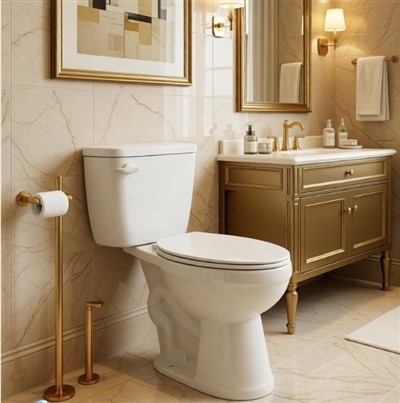 Toilet Tawwalija b'Żewġ Biċċiet b'Flush Uniku konformi mal-ADA